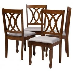 Augustine Grey and Walnut Brown Fabric Dining Chair (Set of 4) by Baxton Studio