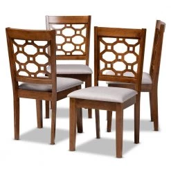 Peter Grey and Walnut Brown Fabric Dining Chair (Set of 4) by Baxton Studio