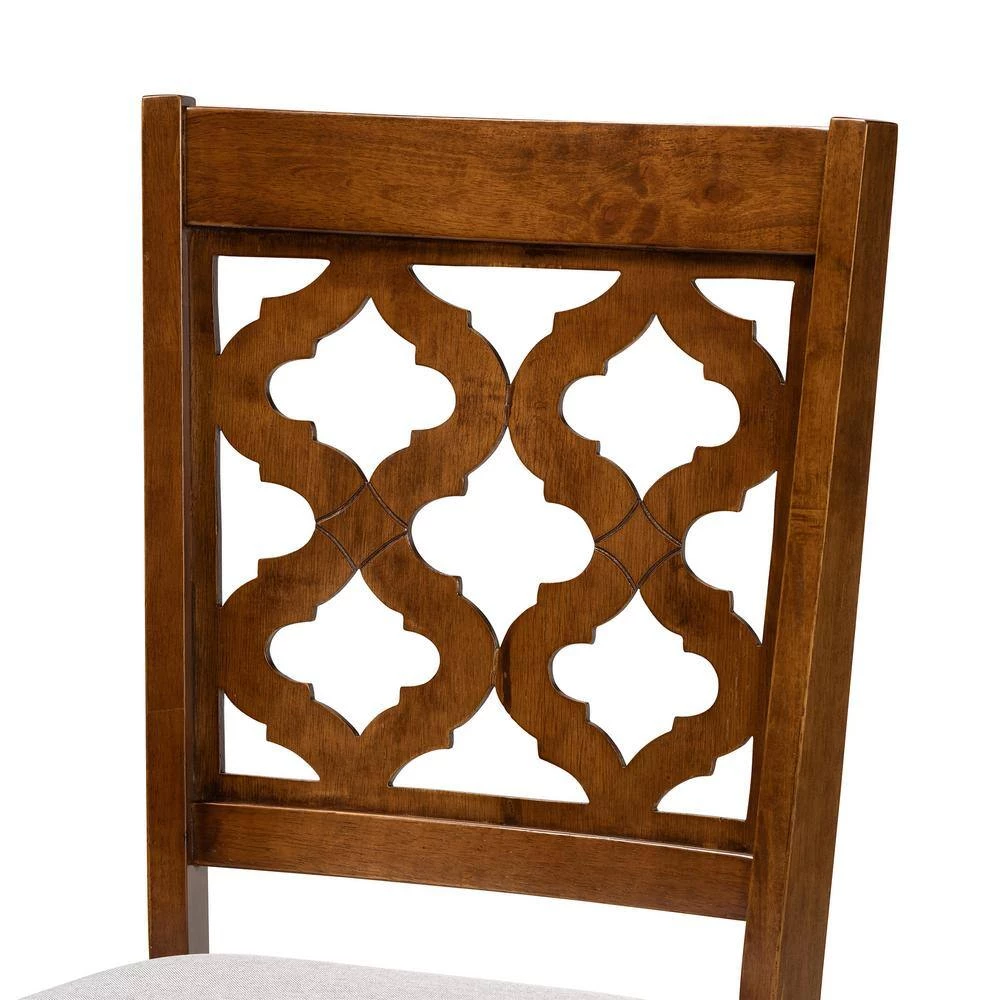 Ramiro Grey and Walnut Brown Upholstered Dining Chair (Set of 2) by Baxton Studio - Image 4