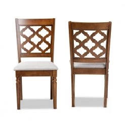 Ramiro Grey and Walnut Brown Upholstered Dining Chair (Set of 2) by Baxton Studio