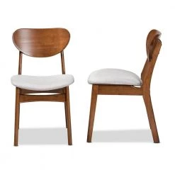 Katya Grey and Walnut Brown Dining Chair (Set of 2) by Baxton Studio
