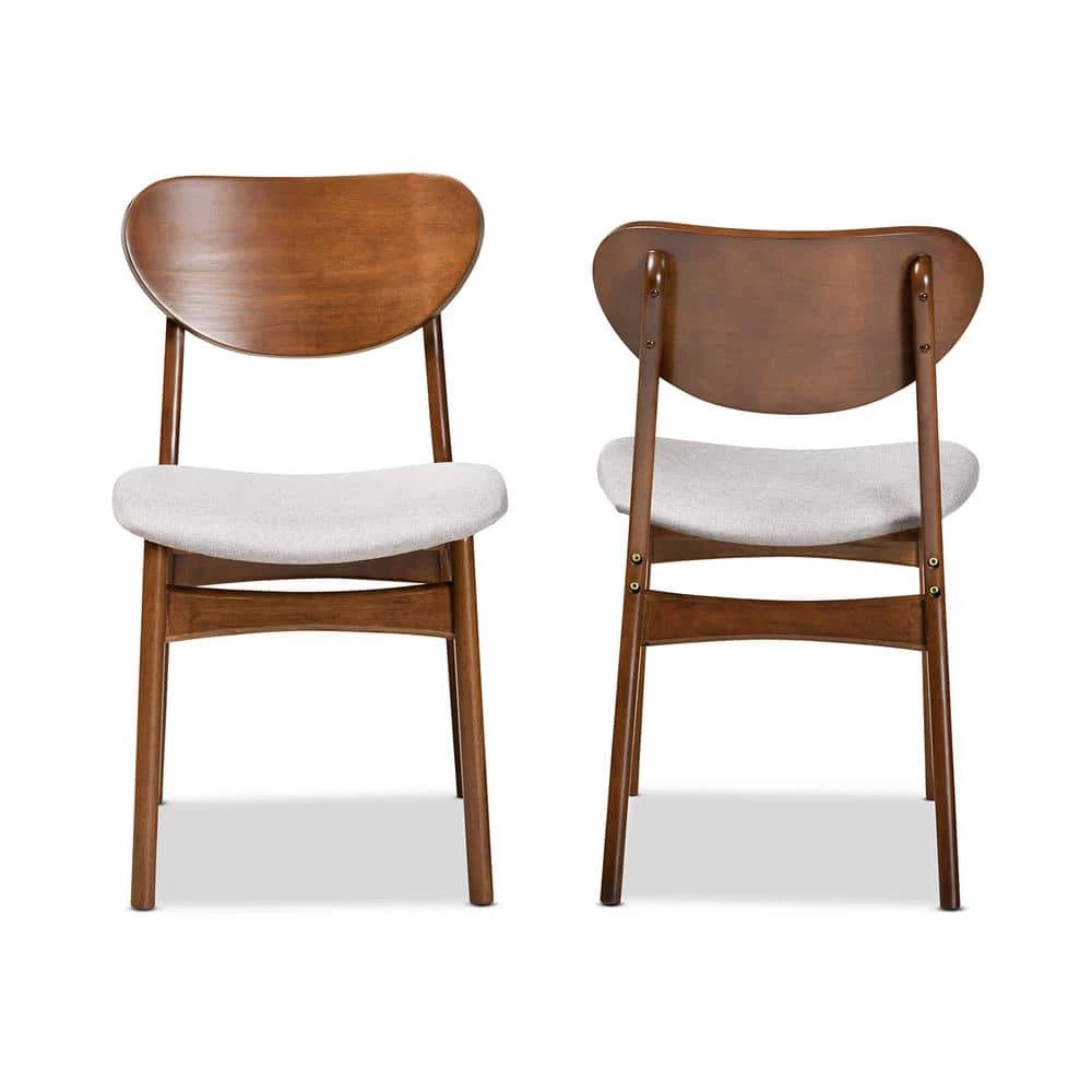 Katya Grey and Walnut Brown Dining Chair (Set of 2) by Baxton Studio - Image 3