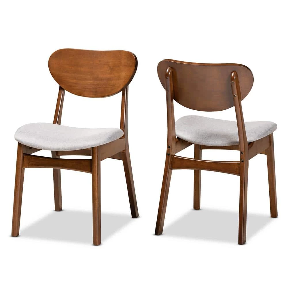 Katya Grey and Walnut Brown Dining Chair (Set of 2) by Baxton Studio - Image 2