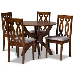 Mona 5-Piece Grey and walnut brown Dining Set by Baxton Studio