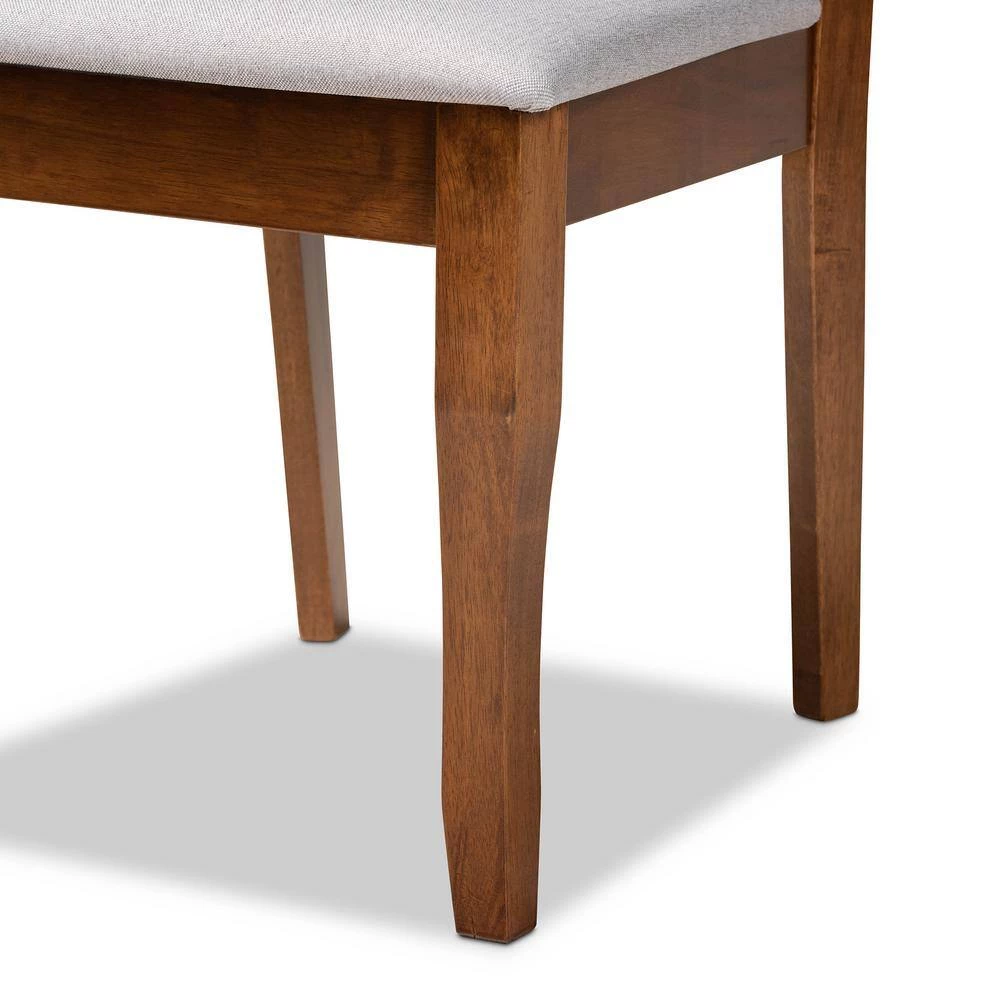 Verner 7-Piece Grey and Walnut Brown Dining Set by Baxton Studio - Image 4