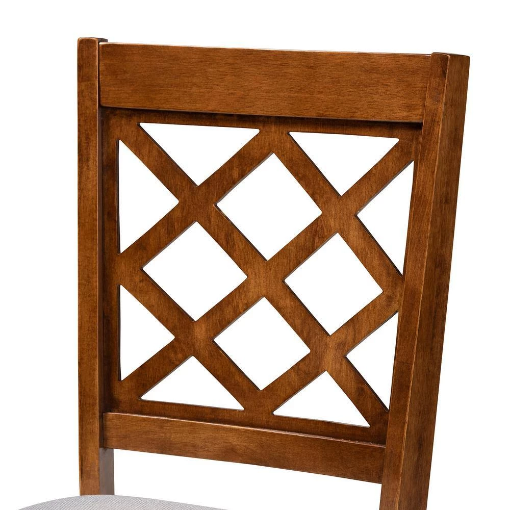 Verner 7-Piece Grey and Walnut Brown Dining Set by Baxton Studio - Image 3