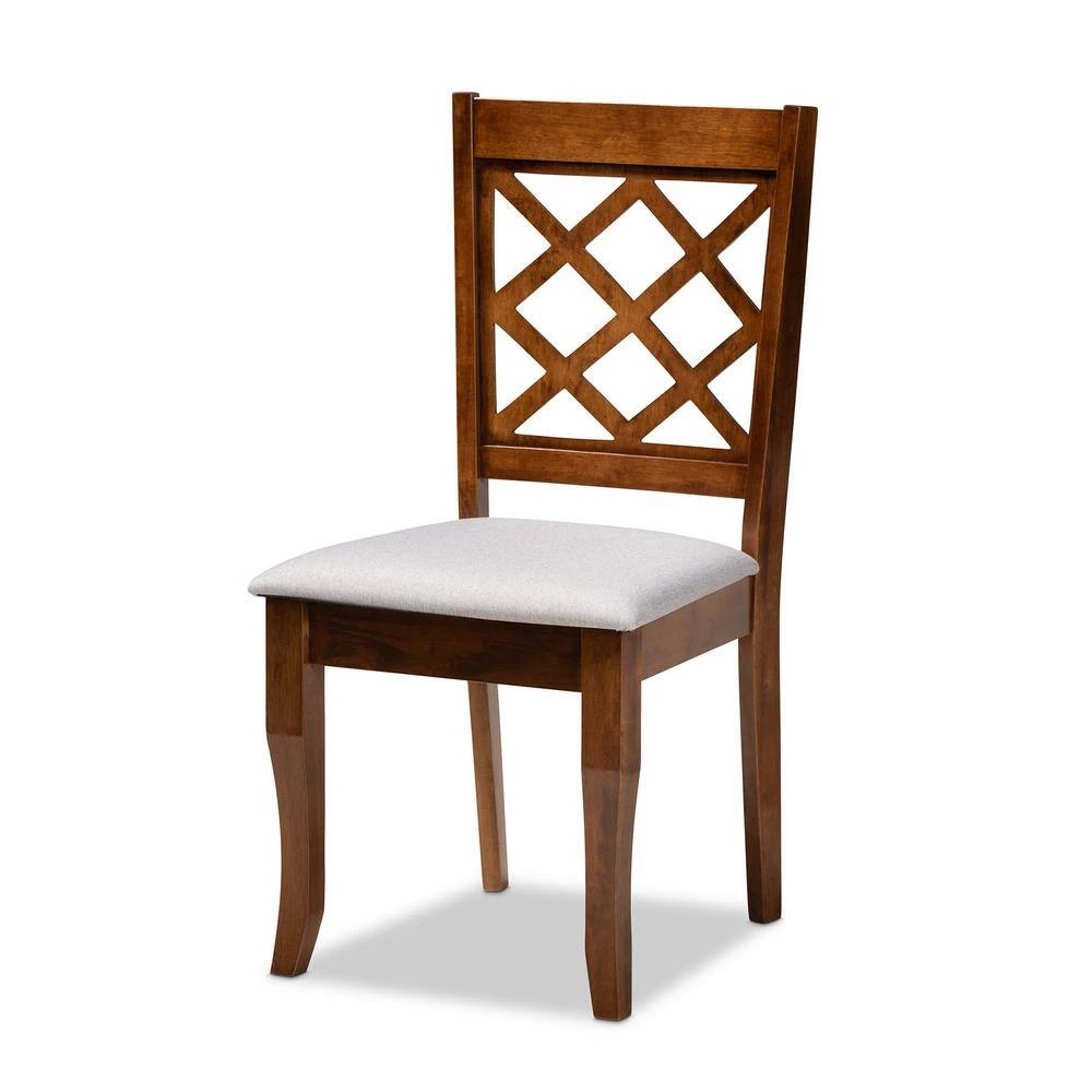 Verner 7-Piece Grey and Walnut Brown Dining Set by Baxton Studio - Image 2