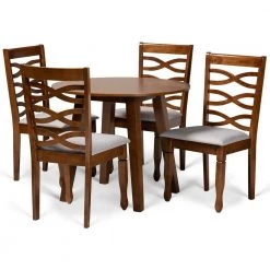Darina 5-Piece Grey and Walnut Brown Dining Set by Baxton Studio
