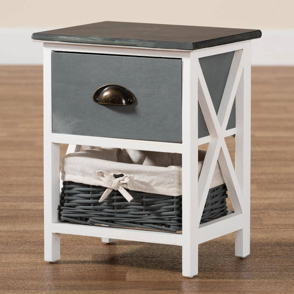 Garridan Grey and White Storage Cabinet with 1-Drawer by Baxton Studio - Image 7