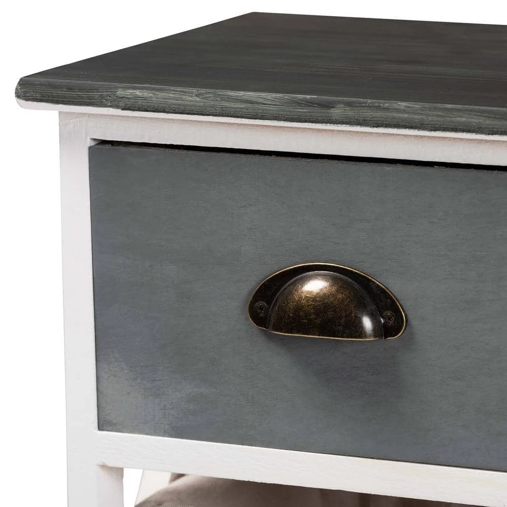 Garridan Grey and White Storage Cabinet with 1-Drawer by Baxton Studio - Image 5