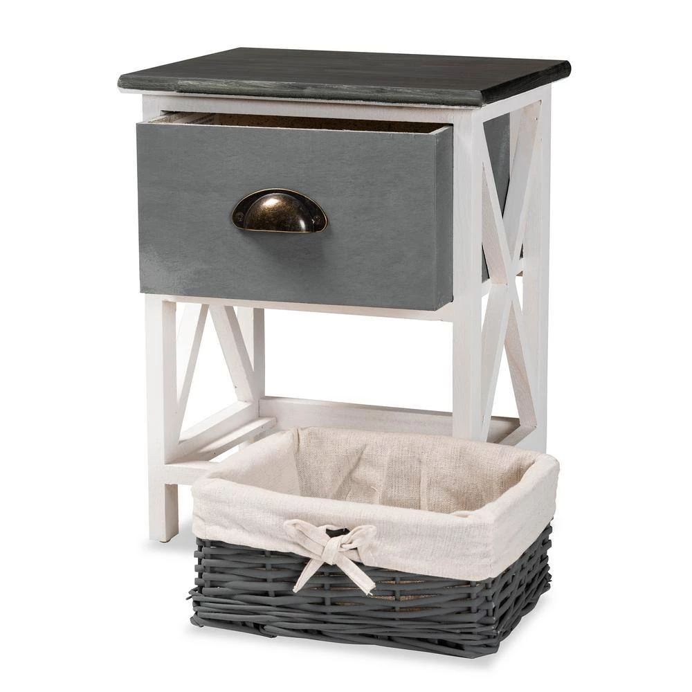 Garridan Grey and White Storage Cabinet with 1-Drawer by Baxton Studio - Image 3
