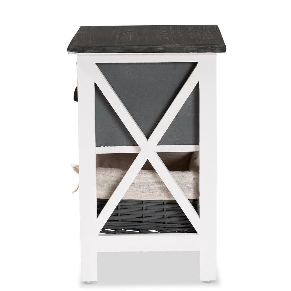 Garridan Grey and White Storage Cabinet with 1-Drawer by Baxton Studio - Image 4
