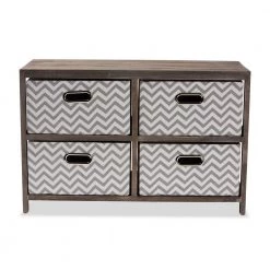 Jorah Grey and White Storage Cabinet with 4-Baskets by Baxton Studio