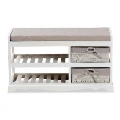 Dalair Grey and White Storage Bench (17.7 in. H x 31.5 in. W x 13.4 in. D) by Baxton Studio
