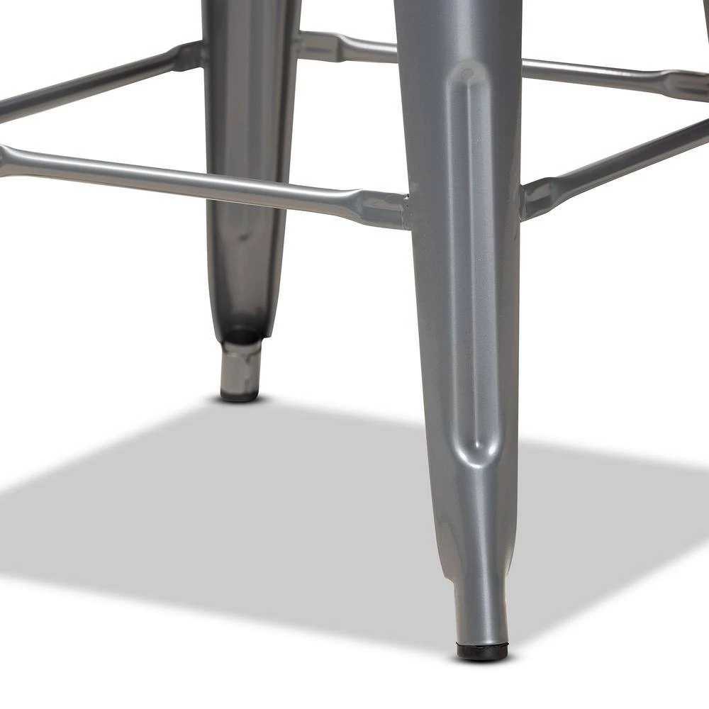 Horton 30.3 in. Grey Backless Metal Bar Height Bar Stool (Set of 4) by Baxton Studio - Image 5