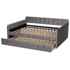 Jona Grey Queen Daybed with Trundle by Baxton Studio