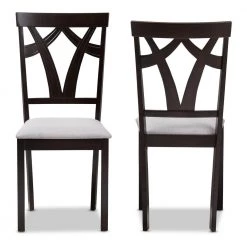 Sylvia Grey and Dark Brown Fabric Dining Chair (Set of 2) by Baxton Studio