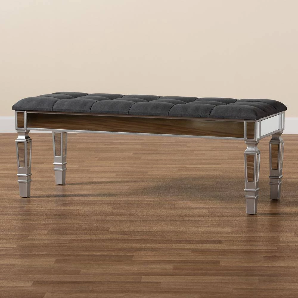 Hedia Grey Bench (18.5 in. H x 47.2 in. W x 17.7 in. D) by Baxton Studio - Image 5