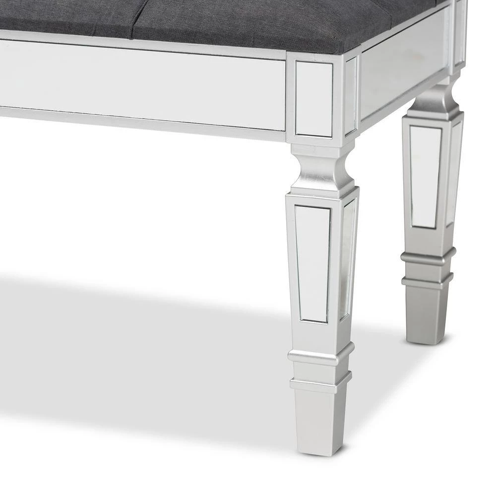 Hedia Grey Bench (18.5 in. H x 47.2 in. W x 17.7 in. D) by Baxton Studio - Image 4
