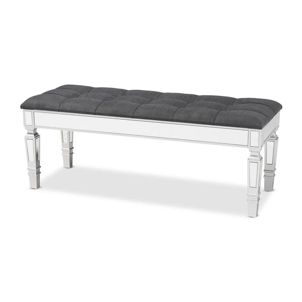 Hedia Grey Bench (18.5 in. H x 47.2 in. W x 17.7 in. D) by Baxton Studio