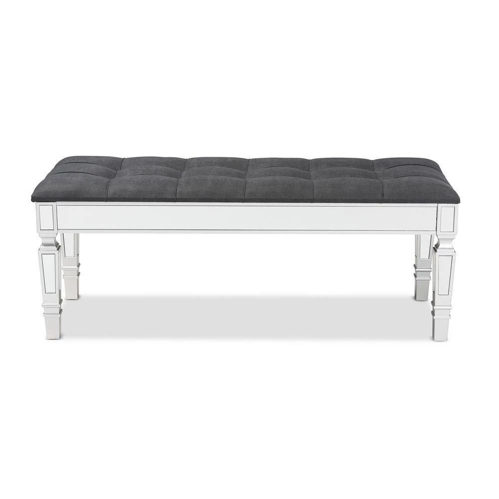 Hedia Grey Bench (18.5 in. H x 47.2 in. W x 17.7 in. D) by Baxton Studio - Image 3
