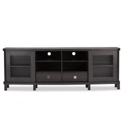 Walda 70 in. Dark Brown Wood TV Stand with 2 Drawer Fits TVs Up to 78 in. with Storage Doors by Baxton Studio