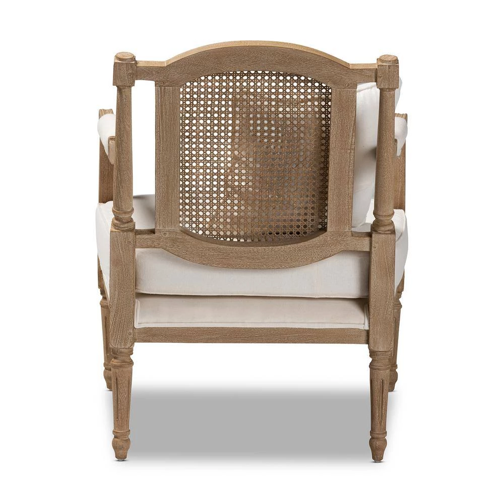 Clemence Ivory and Oak Fabric Armchair by Baxton Studio - Image 5