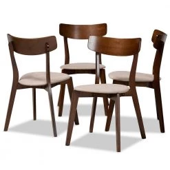 Iora Light Beige and Walnut Fabric Dining Chair (Set of 4) by Baxton Studio