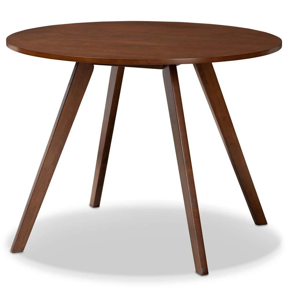 Rika 5-Piece Light Beige and Walnut Dining Set by Baxton Studio - Image 4