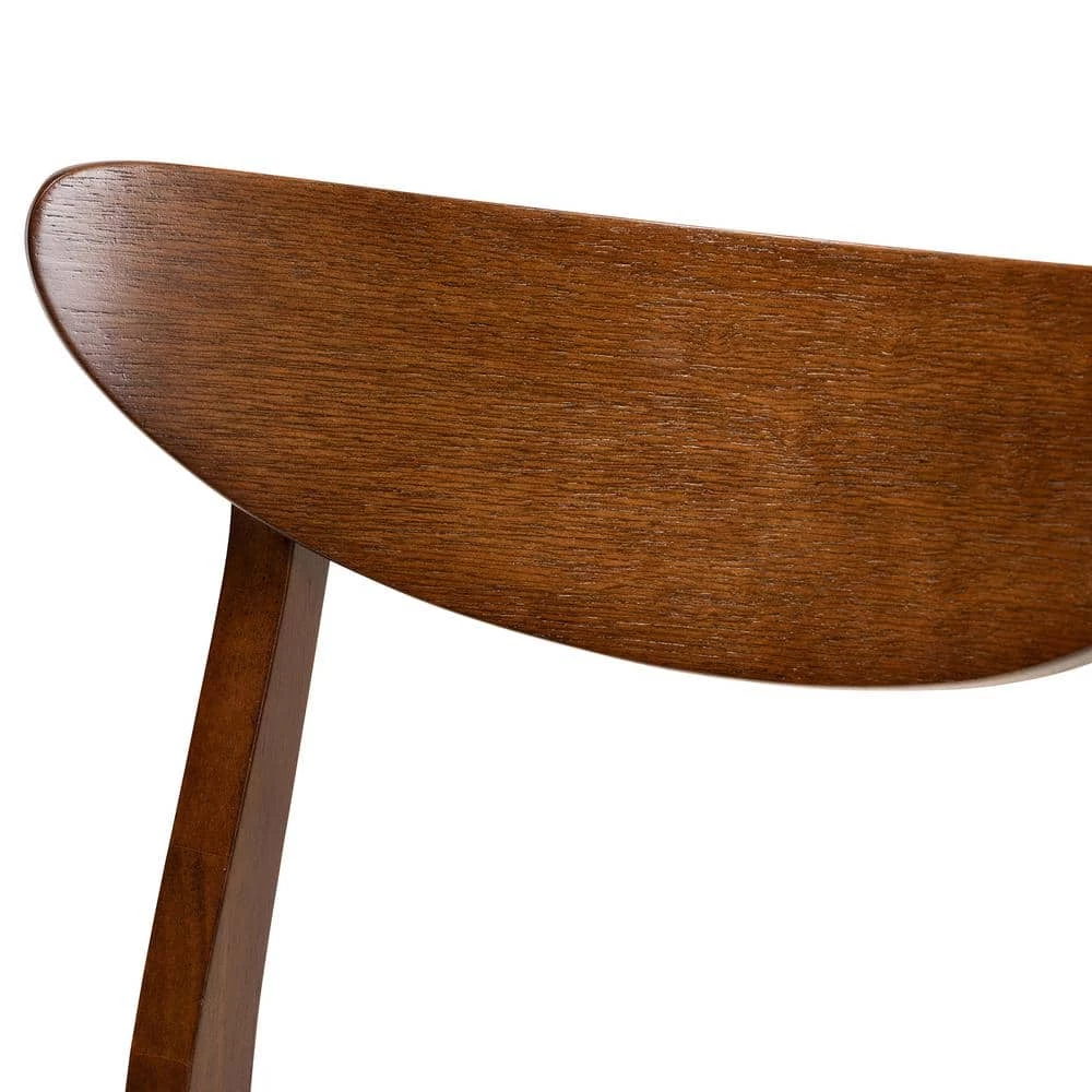 Parlin Light Beige and Walnut Brown Fabric Dining Chair (Set of 4) by Baxton Studio - Image 7