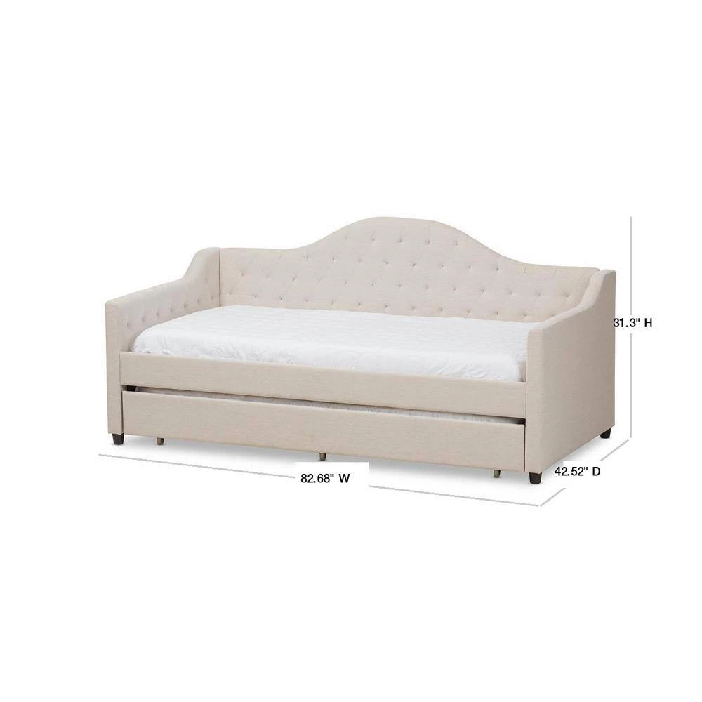 Perry Light Beige Daybed with Trundle by Baxton Studio - Image 3