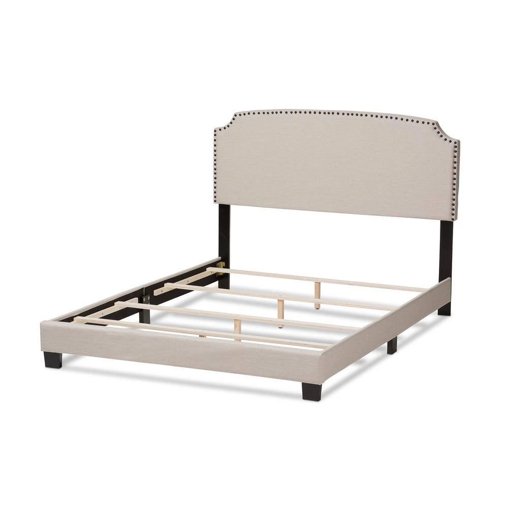 Odette Light Beige King Bed by Baxton Studio - Image 6