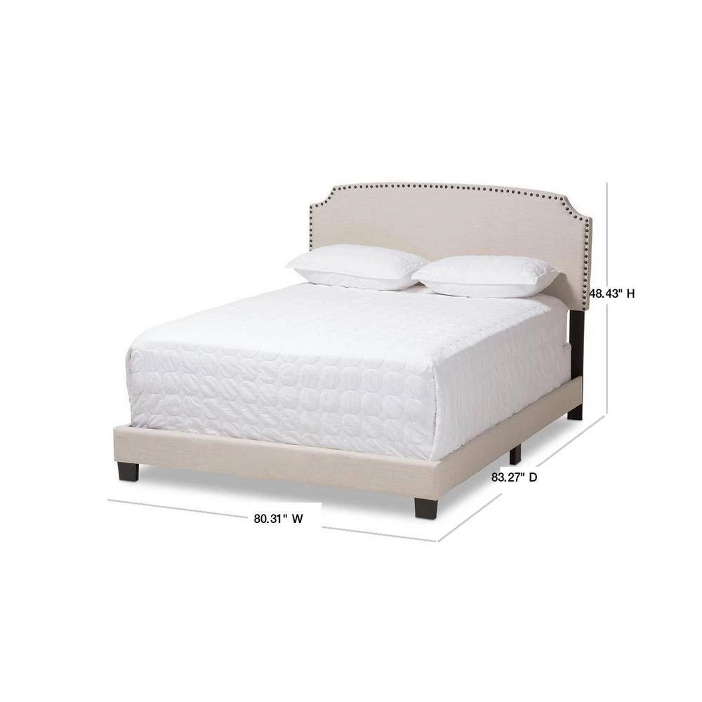 Odette Light Beige King Bed by Baxton Studio - Image 3