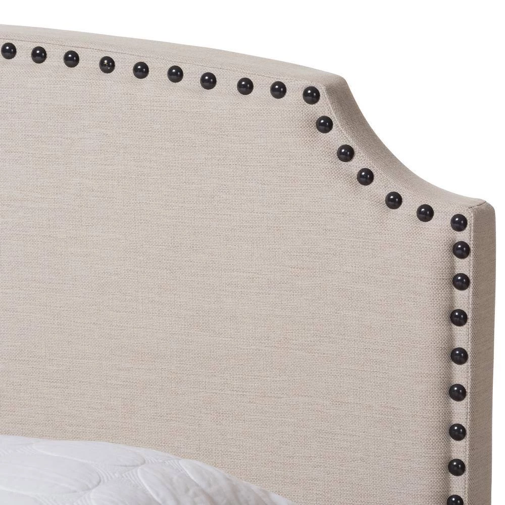 Odette Light Beige King Bed by Baxton Studio - Image 7