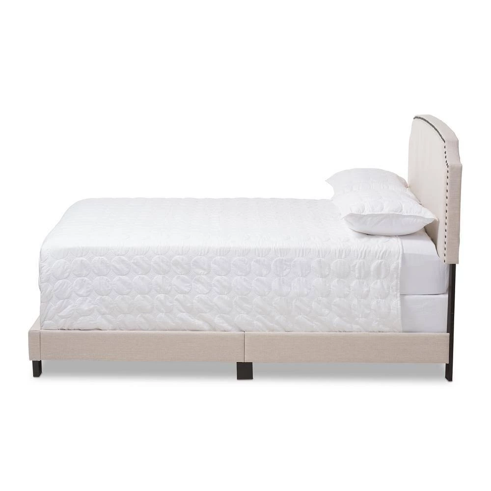 Odette Light Beige King Bed by Baxton Studio - Image 5