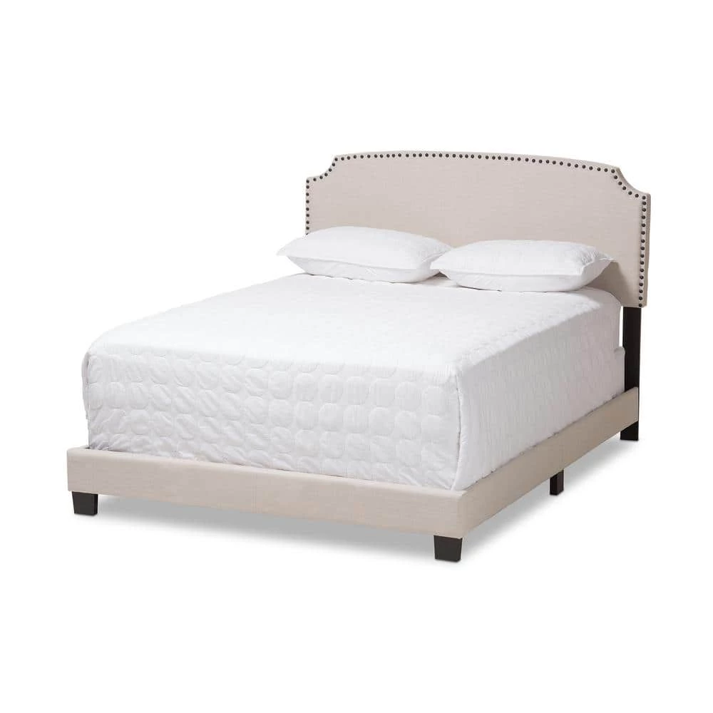 Odette Light Beige King Bed by Baxton Studio