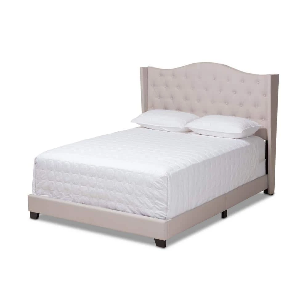 Alesha Beige King Bed by Baxton Studio