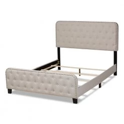 Annalisa Beige King Size Panel Bed by Baxton Studio