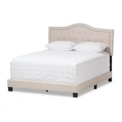 Emerson Beige Fabric Upholstered King Bed by Baxton Studio