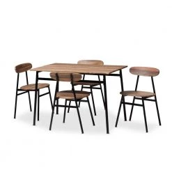 Darcia 5-Piece Light Brown Dining Set by Baxton Studio