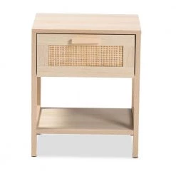 Sebille 1-Drawer Light Brown Nightstand (18.9 in. H x 15.7 in. W x 15.7 in. D) by Baxton Studio