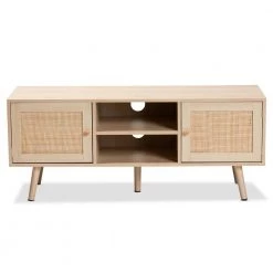Sebille 47.2 in. Light Brown TV Stand Fits TV's up to 52 in. with Cable Management by Baxton Studio