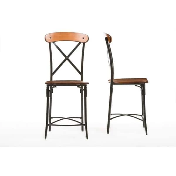 Broxburn Light Brown Wood and Metal 2-Piece Counter Stool Set by Baxton Studio - Image 2