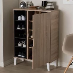Adelina Light Brown Wood Storage Cabinet by Baxton Studio