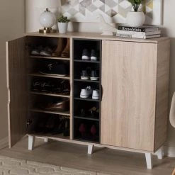 Adelina Light Brown Wood Storage Cabinet by Baxton Studio