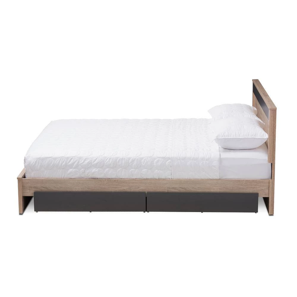 Jamie Light Brown Wood Queen Storage Bed by Baxton Studio - Image 2