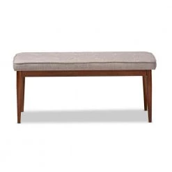 Itami Light Gray and Oak Fabric Dining Bench by Baxton Studio