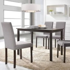 Andrew 5-Piece Gray Fabric Upholstered Dining Set by Baxton Studio