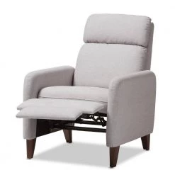 Casanova Light Gray Fabric Upholstered Recliner by Baxton Studio