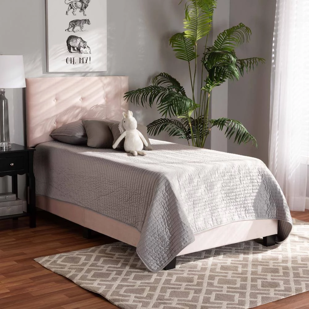 Caprice Light Pink and Black Bed by Baxton Studio - Image 7